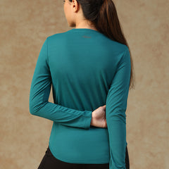 Curved Hem Full Sleeve T-Shirt Teal
