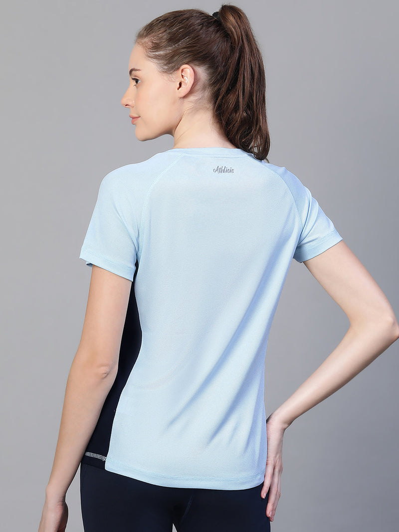 Contrast Side Panel T-Shirt Blue