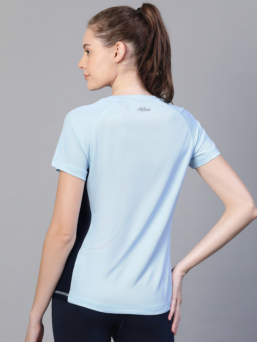 Contrast Side Panel T-Shirt Blue
