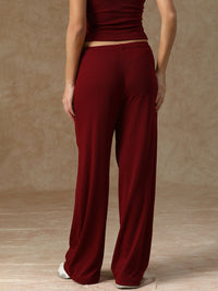 Ribbed Baggy Pants Maroon