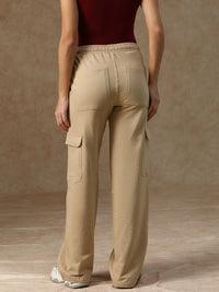 Pleated Cargo Pants Beige