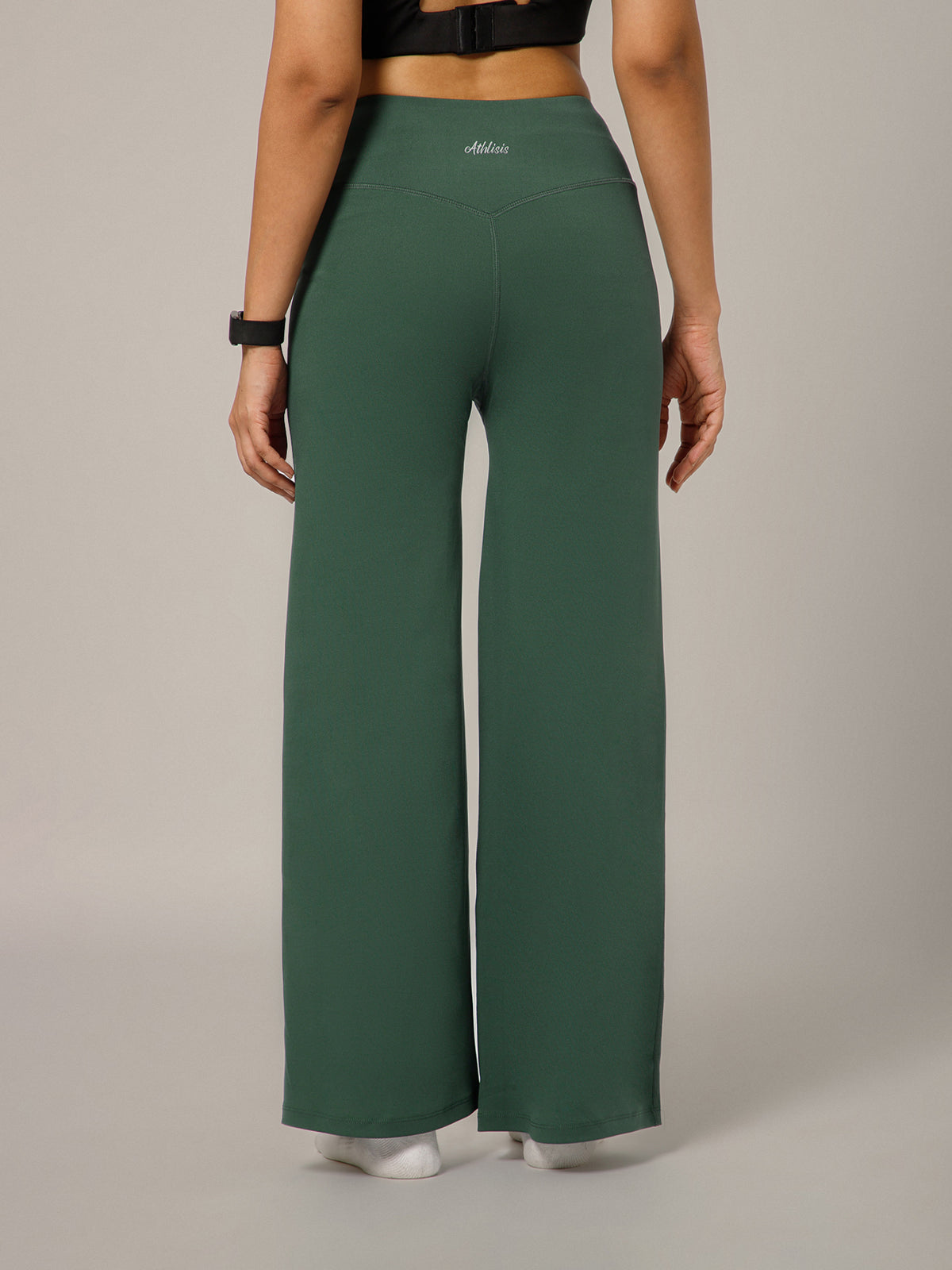 On The Go Wide Flare Pant Forest Green