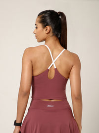 Cross Back Built In Bra Mauve