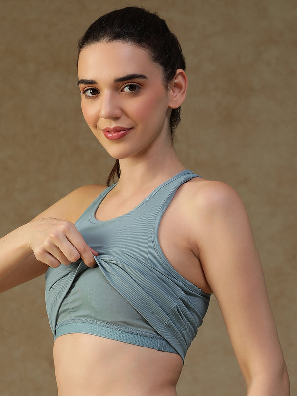 Built In Bra Racer Back Top Ice Blue
