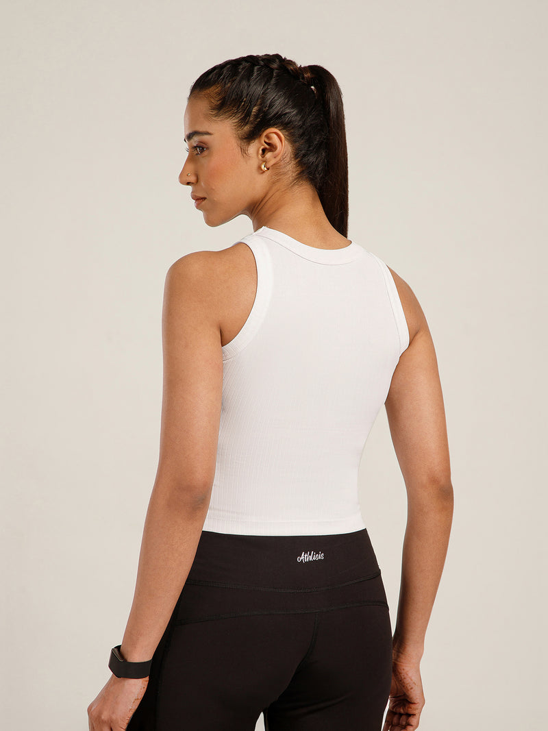 Ribbed Crop Top White