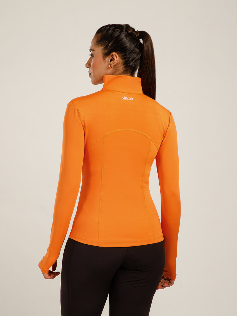 Defined Seam Zip Jacket Orange