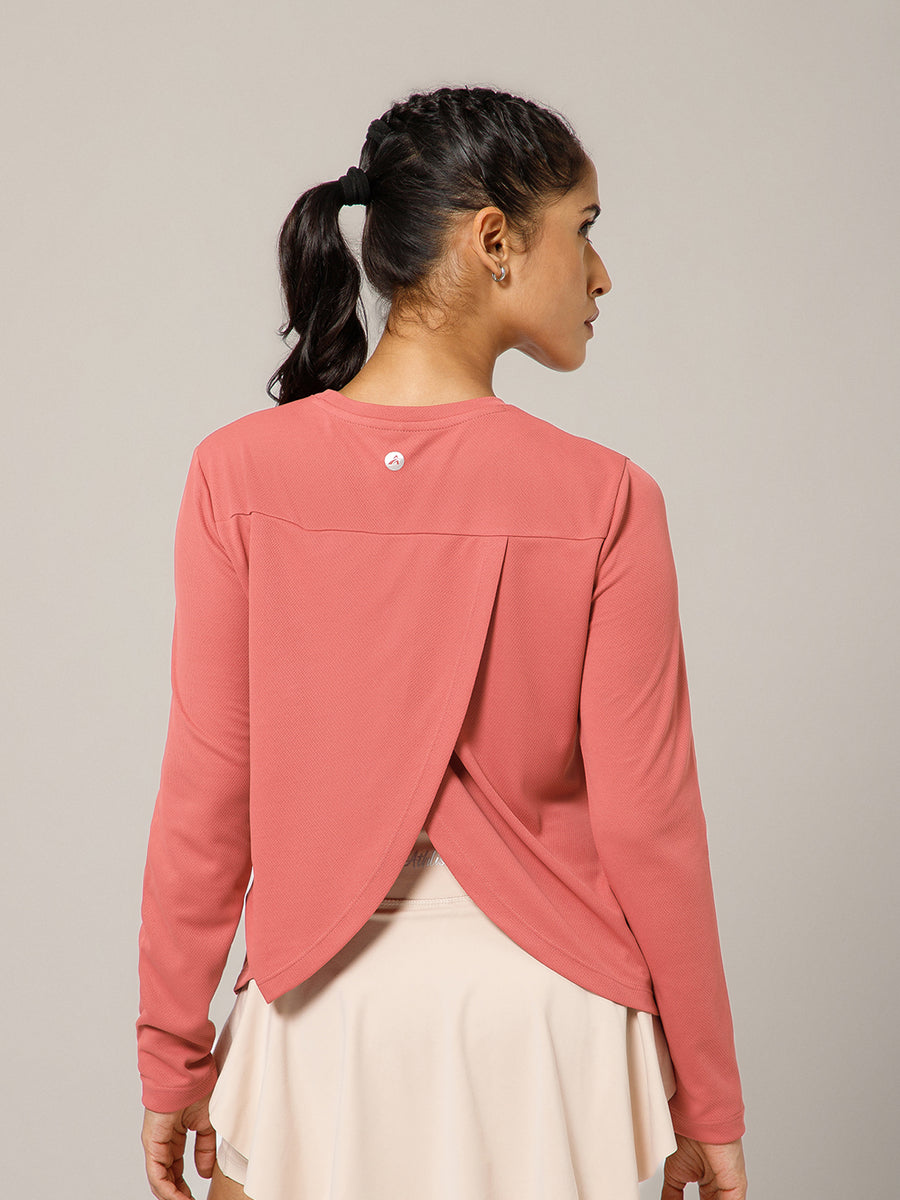 Breeze Crossover Full Sleeve T-shirt Coral