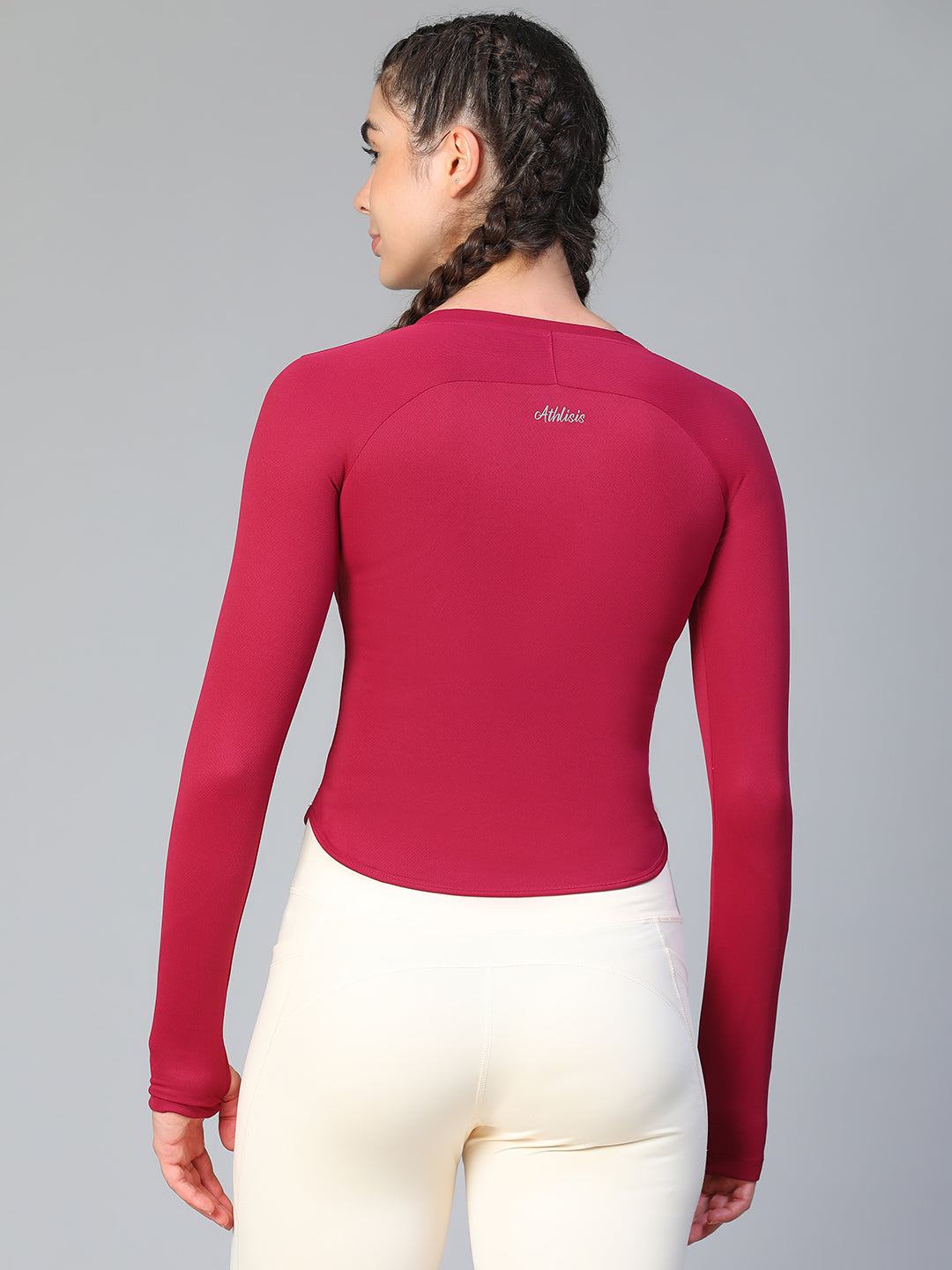 Bodycon Thumbhole T-shirt Maroon – Athlisis Sports- Speed Strength