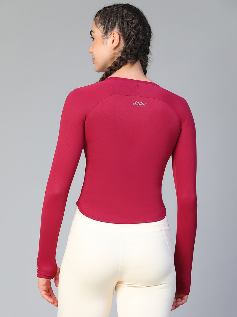 Bodycon Thumbhole T-shirt Maroon
