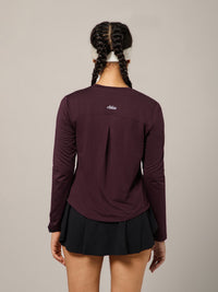Back Pleat Long Sleeve T-shirt Wine