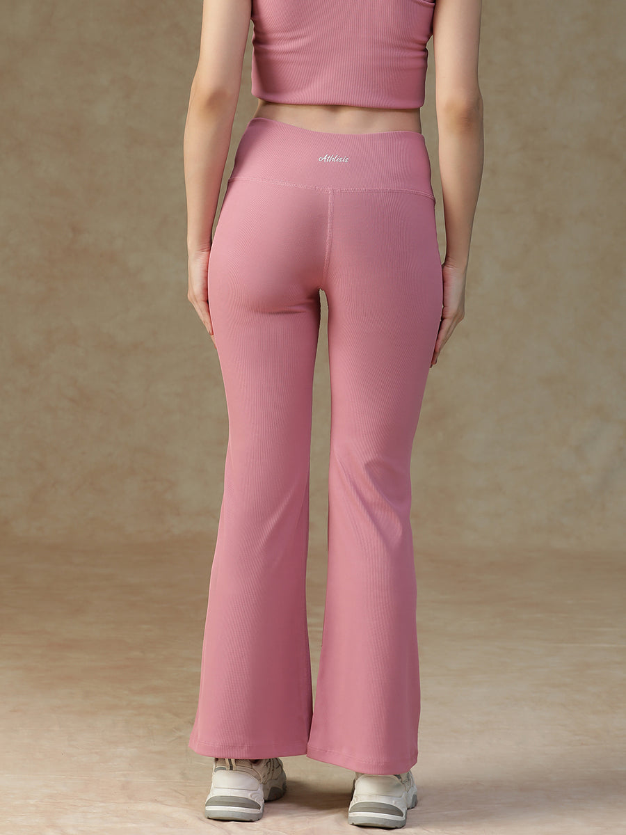 Ribbed Flare Pant Pink