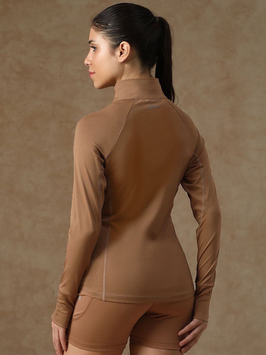 Midriff Crop Jacket Tan