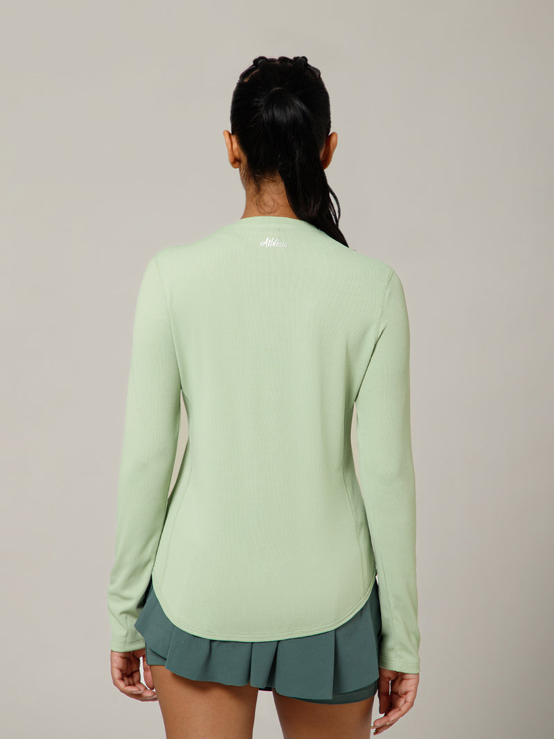Curved Hem Full Sleeve T-Shirt Olive