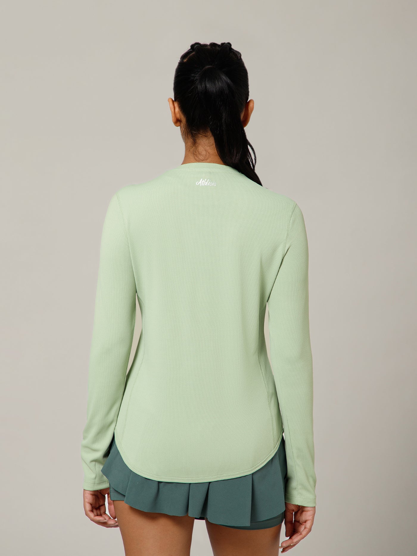 Curved Hem Full Sleeve T-Shirt Olive