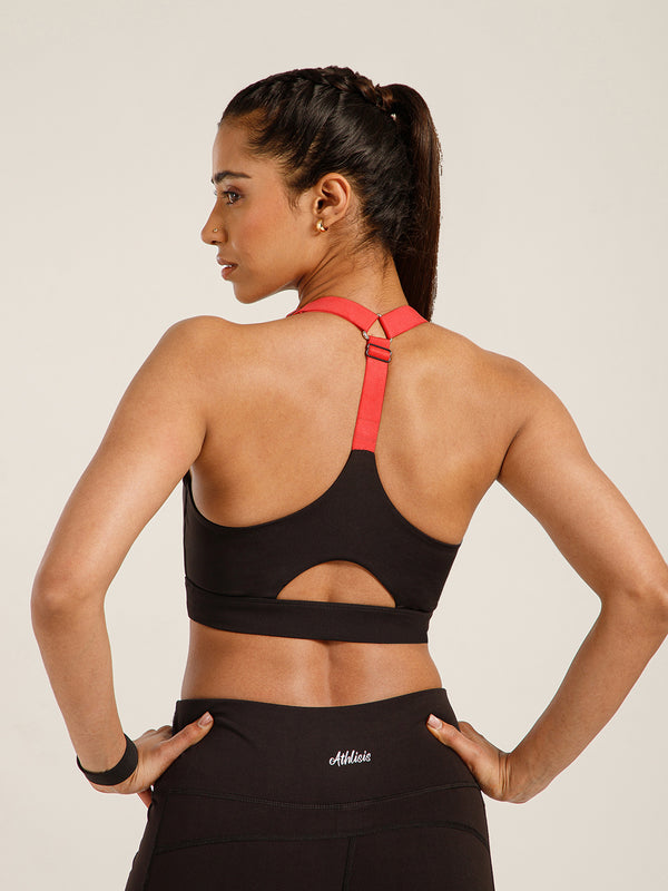 Y Adjustable Sports Bra Black & Pink