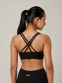 Geometric Strap Sports Bra Black