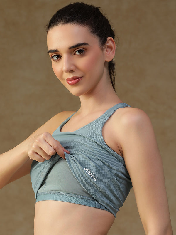 Built In Bra Y Adjustable Top Ice Blue