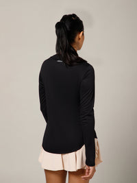 Curved Hem Full Sleeve T-Shirt Black