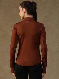 Ribbed Zip up Jacket Rust
