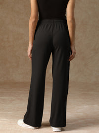 Ribbed Baggy Pants Black