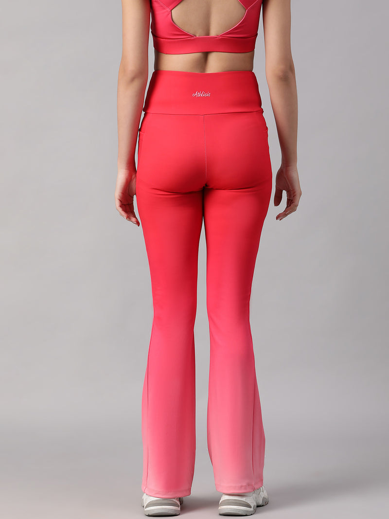 Dual Tone Flare Pant Hot Pink