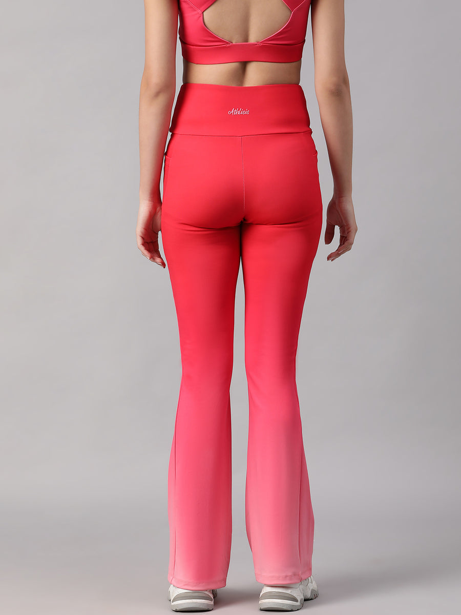 Dual Tone Flare Pant Hot Pink