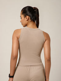 Ribbed Crop Top Beige