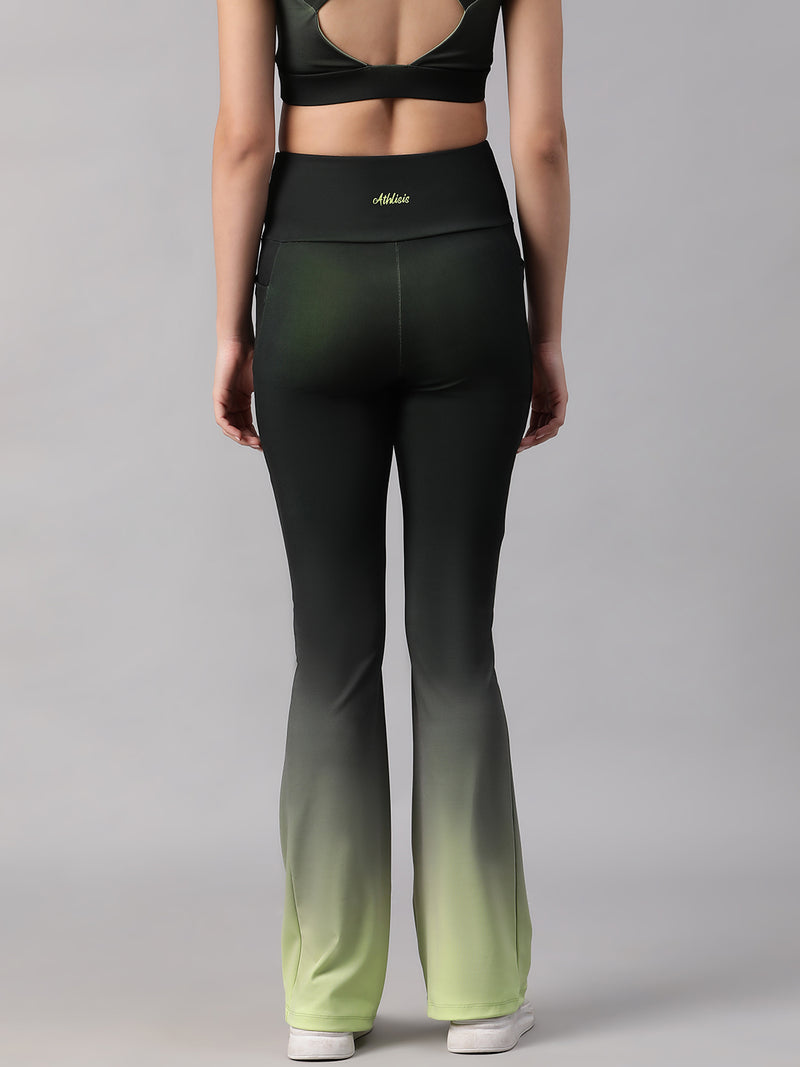 Dual Tone Flare Pant Green
