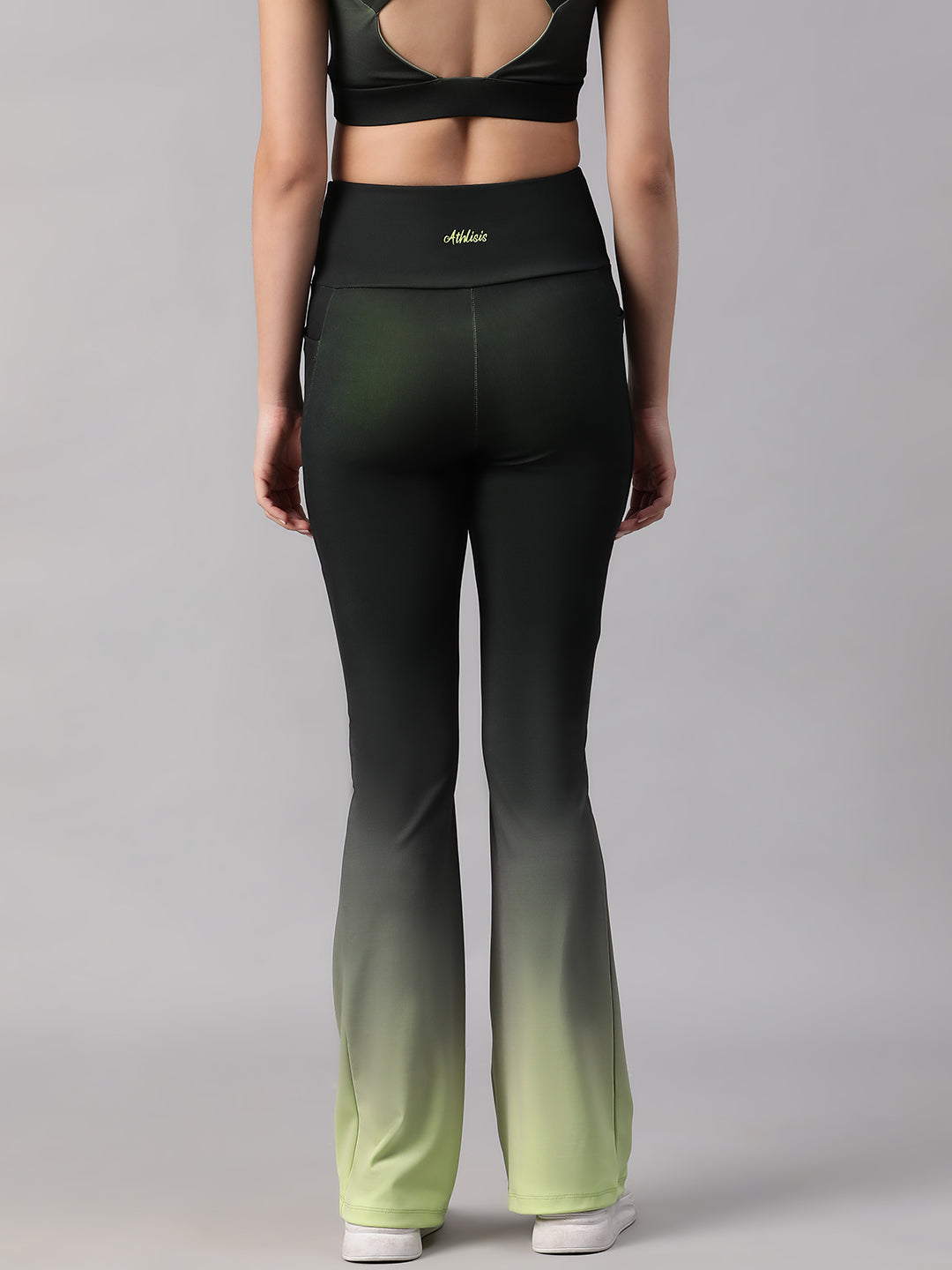 Dual Tone Flare Pant Green