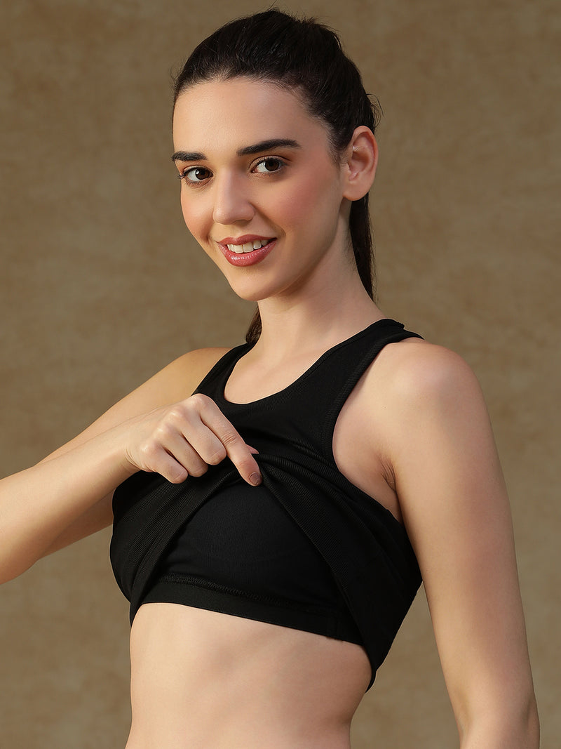 Built In Bra Racer Back Top Black