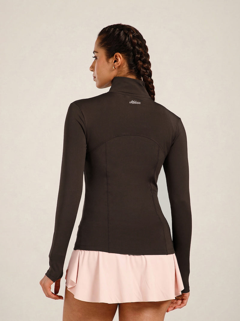 Defined Seam Zip Jacket Brown