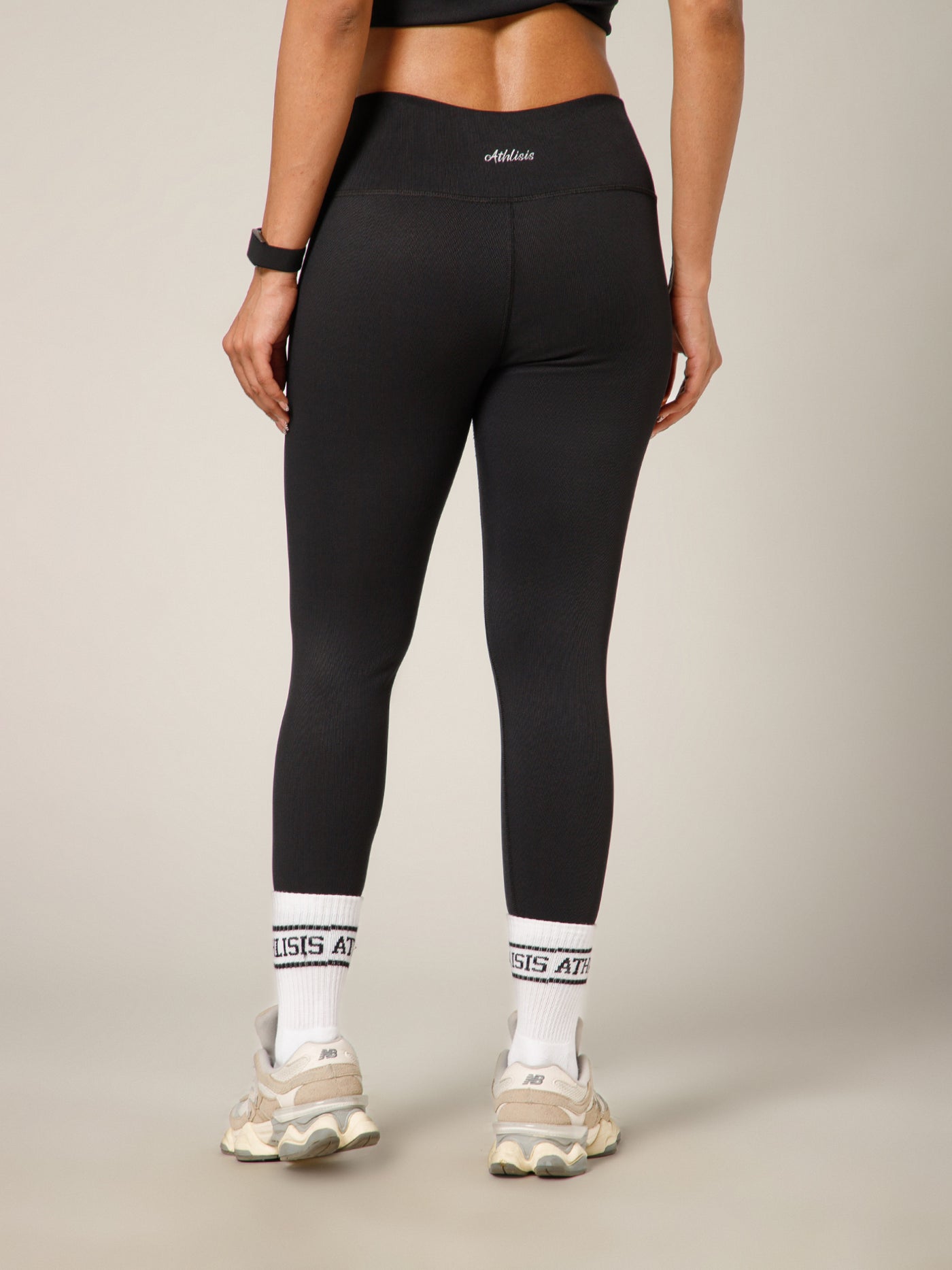 Ribbed High Waist Leggings Black