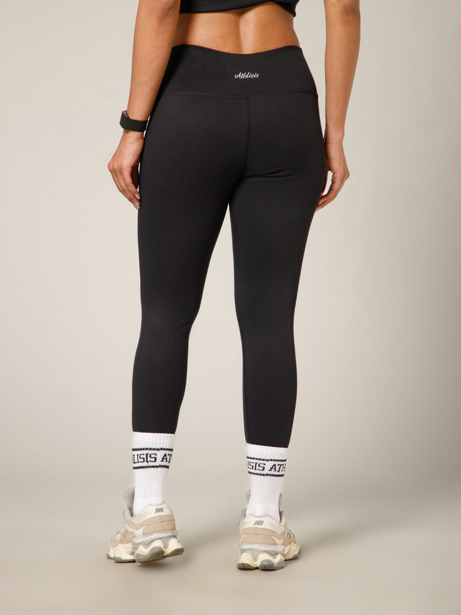 Ribbed High Waist Leggings Black