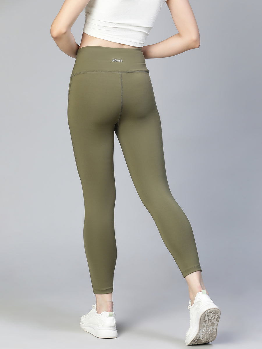Laser Cut Leggings Olive
