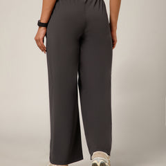 Elastic Waist Crinkle Baggy Pants Grey