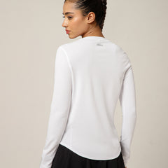 Curved Hem Full Sleeve T-Shirt White