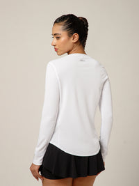 Curved Hem Full Sleeve T-Shirt White