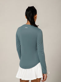 Curved Hem Full Sleeve T-Shirt Grey
