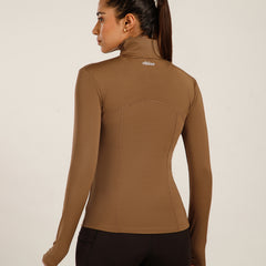 Defined Seam Zip Jacket Tan