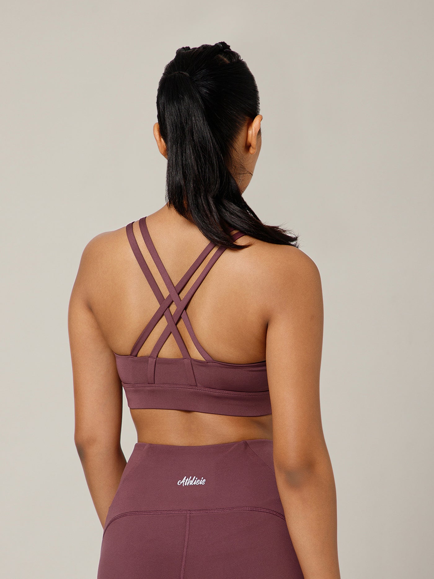 Geometric Strap Sports Bra Maroon