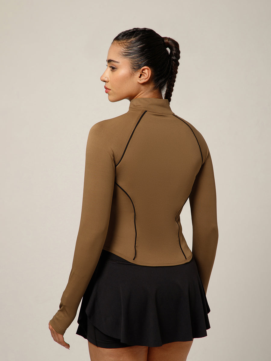 Flow Piping Jacket Tan