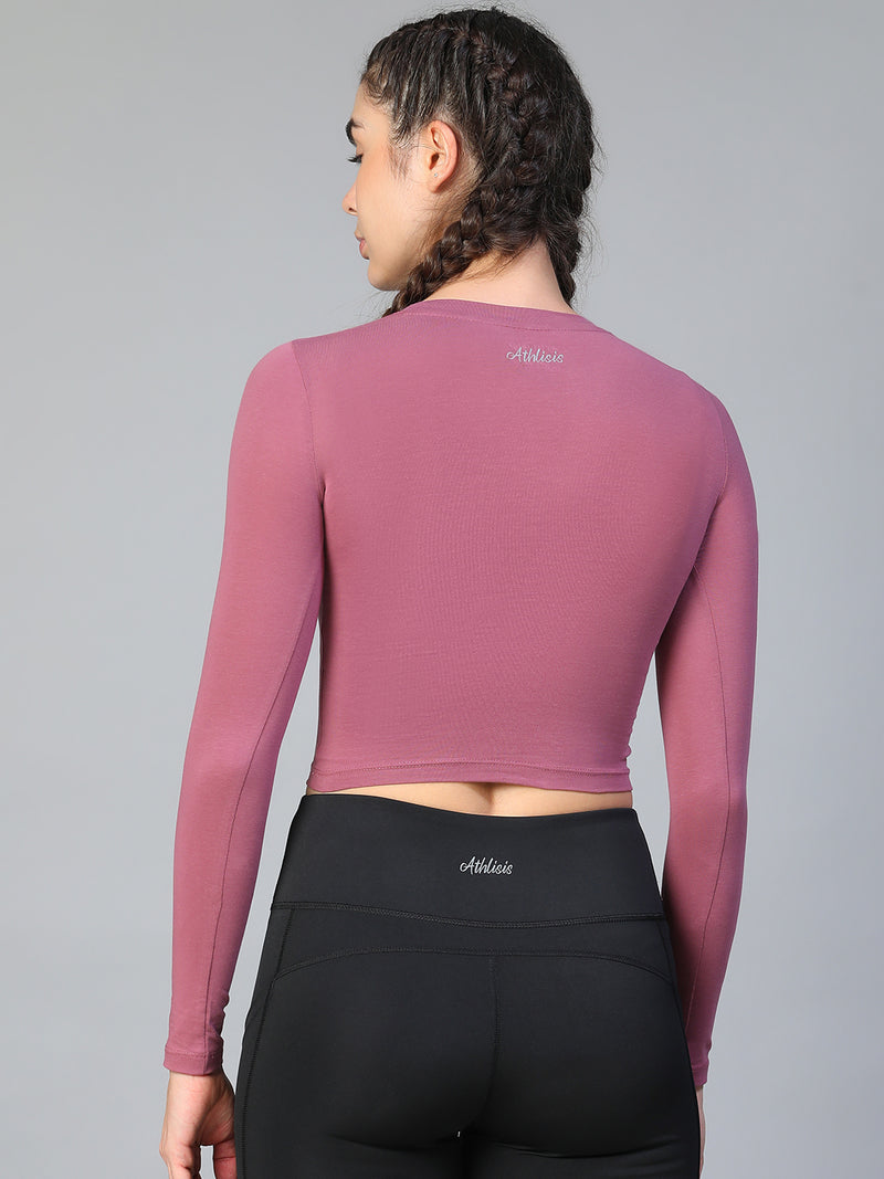 Essential Full Sleeve Crop top Mauve