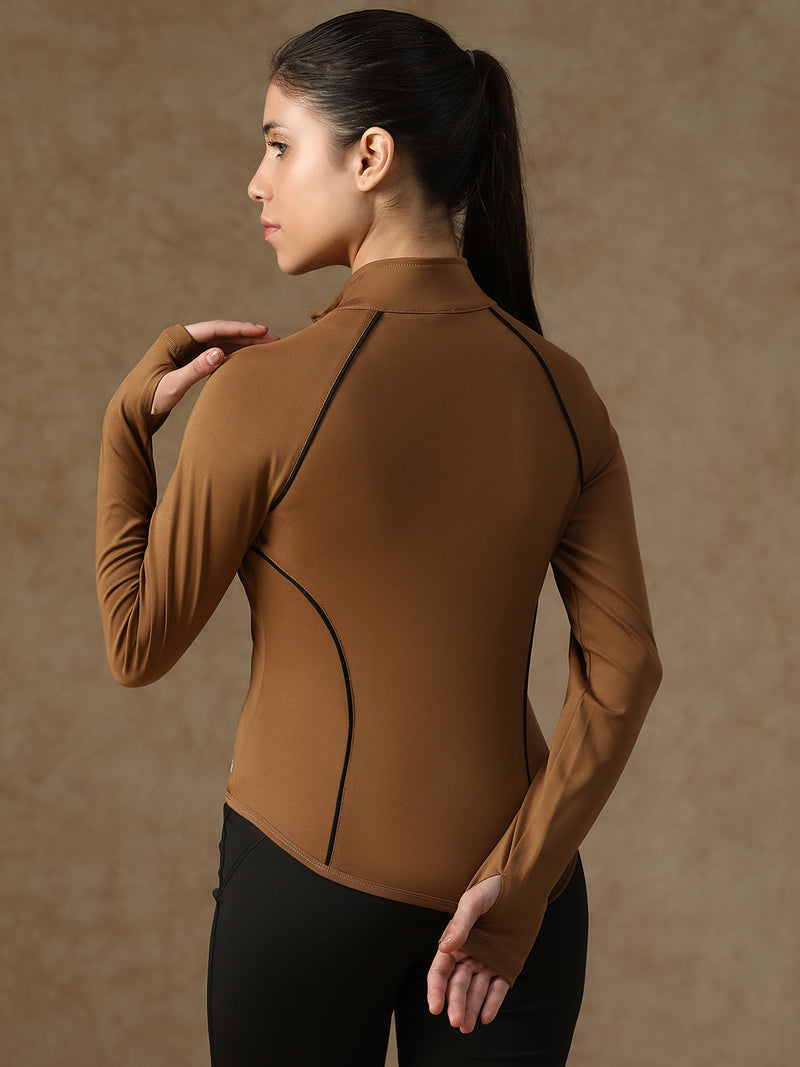 Flow Piping Jacket Tan