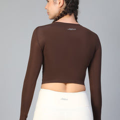 Essential Full Sleeve Crop top Brown
