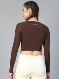 Essential Full Sleeve Crop top Brown