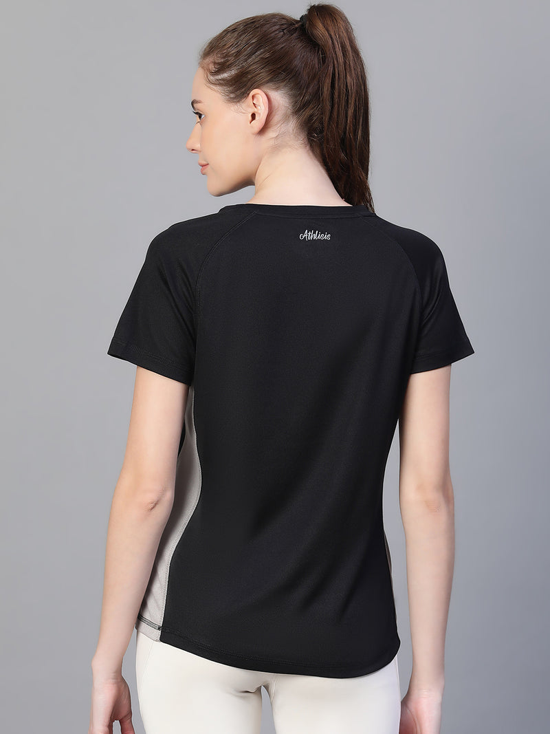 Contrast Side Panel T-Shirt Black