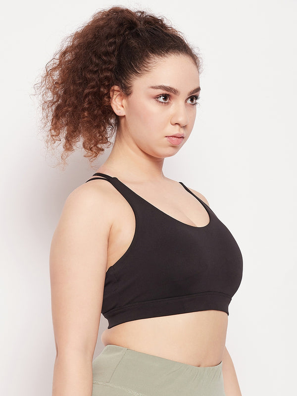 Criss-Cross Back Sports Bra Black