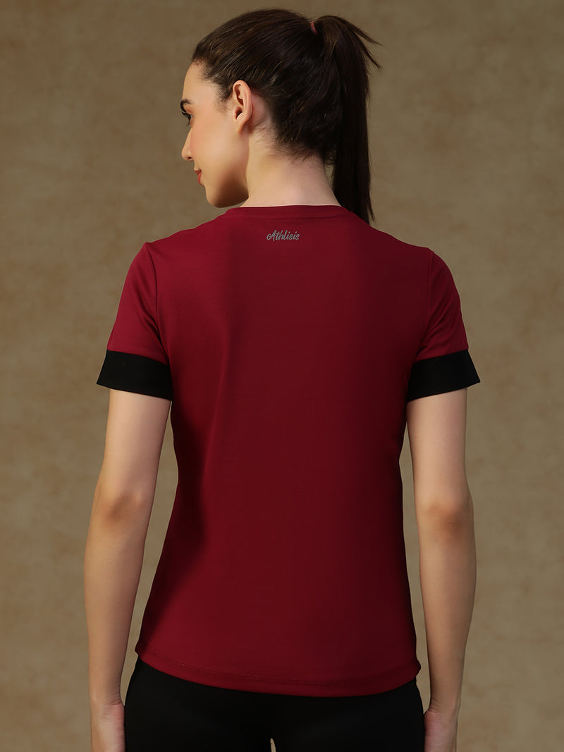 Contrast Tone T-Shirt Maroon