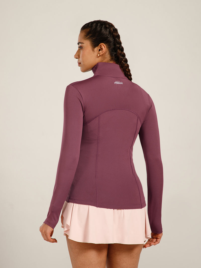 Defined Seam Zip Jacket Maroon