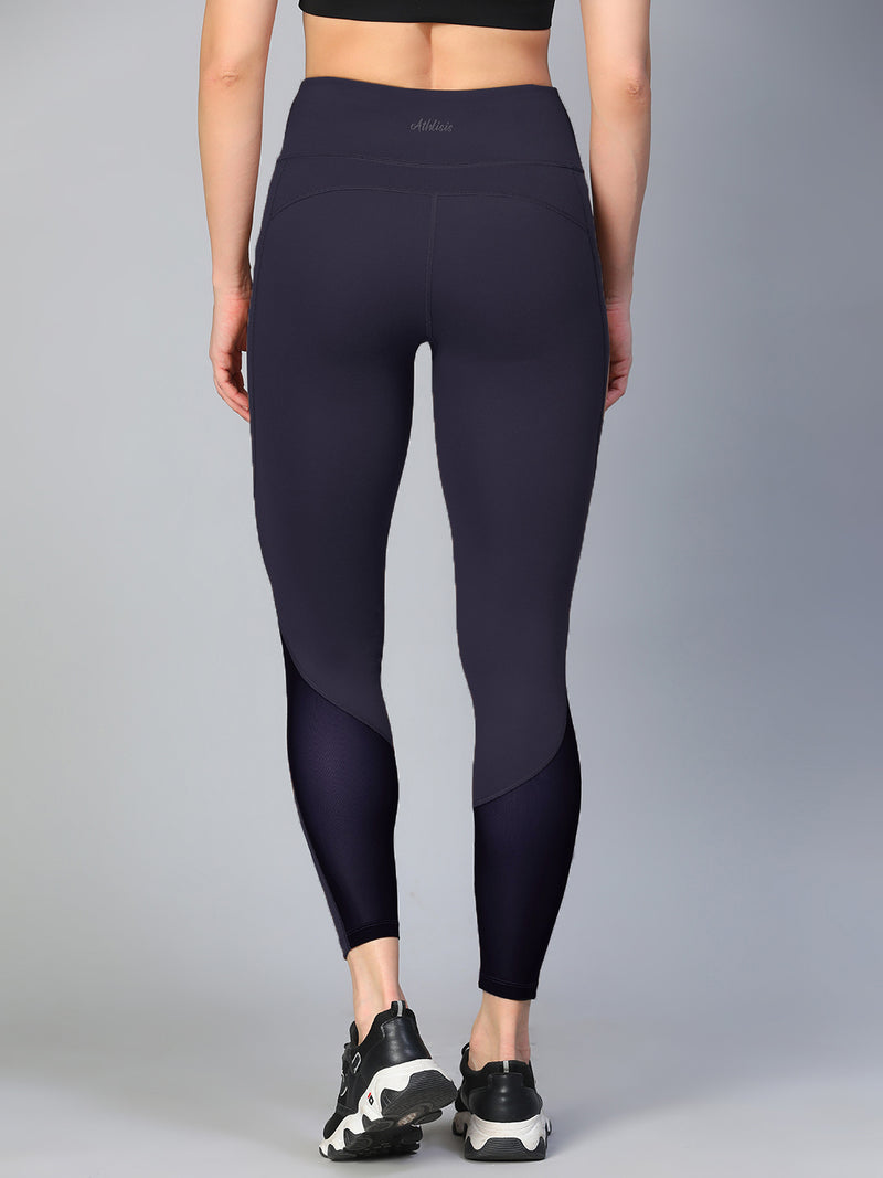 Mesh Panel Pocket Leggings Navy
